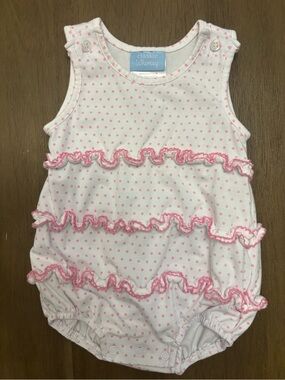 Classic Whimsy Pink Polka Ruffle Baby One-Piece